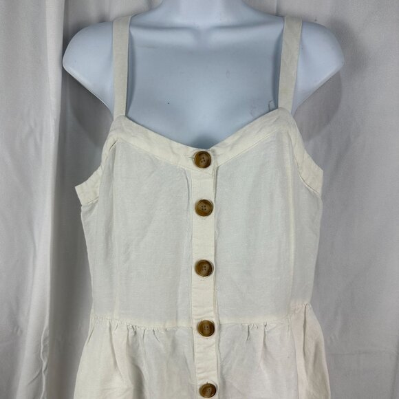 Loft Womens Button-Front White Dress Size 6 Linen & Viscose Blend - Picture 2 of 6